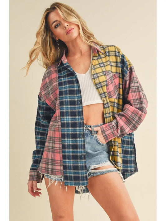Multi Color Plaid Flannel Shirt