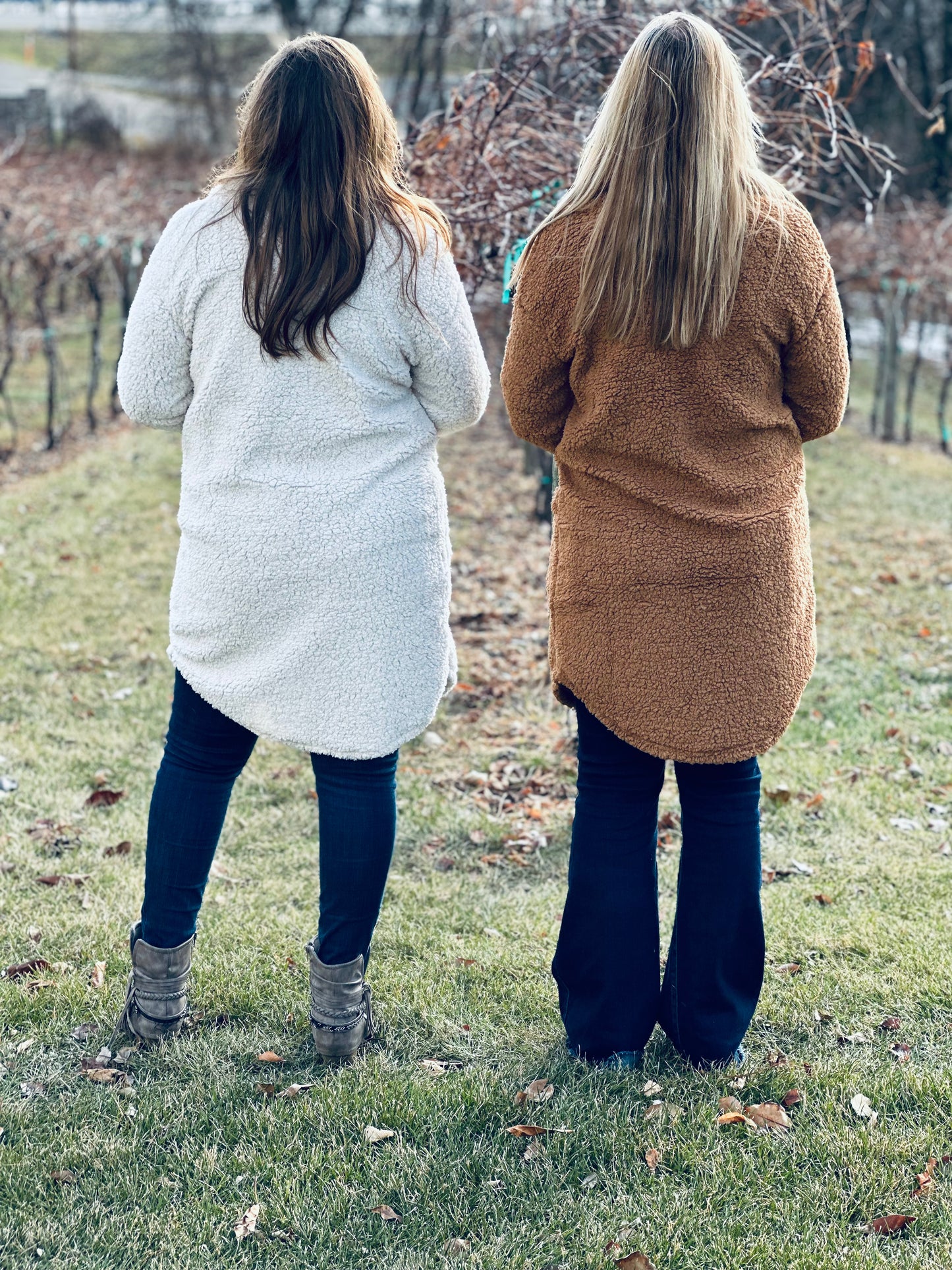 Women Plush Button Down Knee Length Fleece