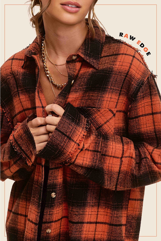 Mineral Washed Button Down Soft Fabric Plaid Shirts