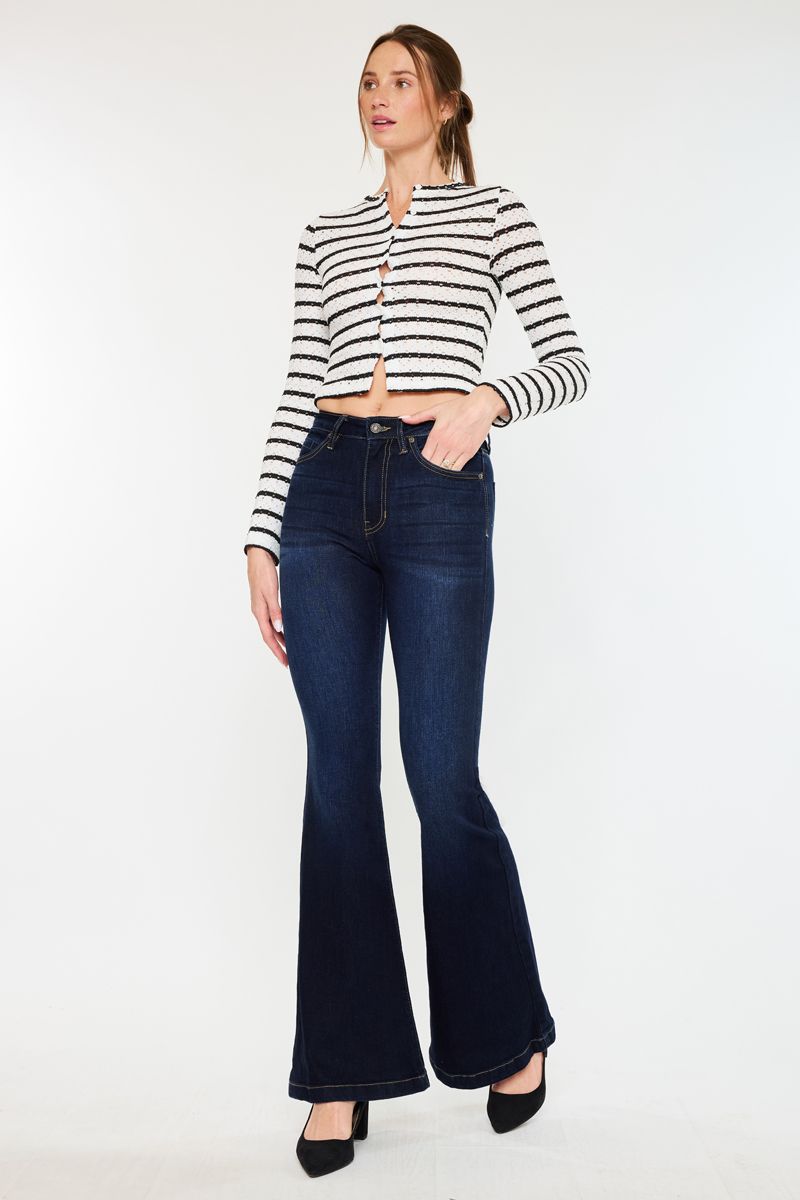 Dark High Rise Flare Denim