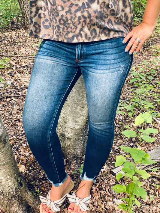 Shark Bite Ankle Skinny Jeans