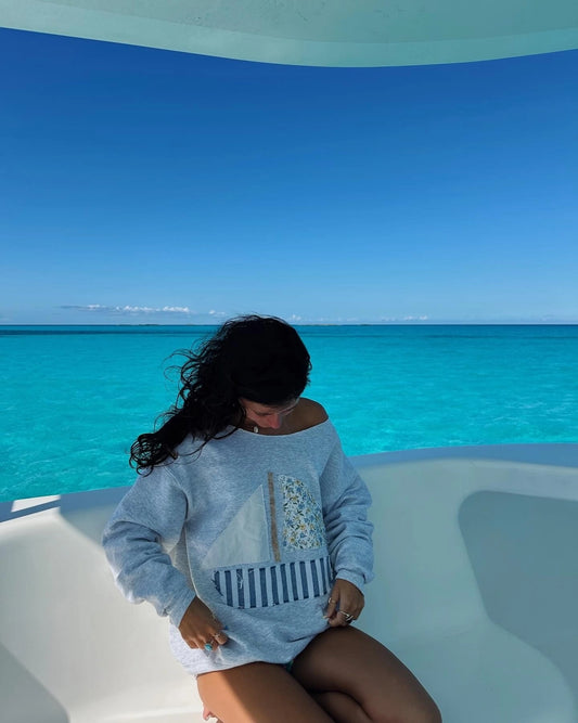 Long Sleeve Top with Sailboat Applique