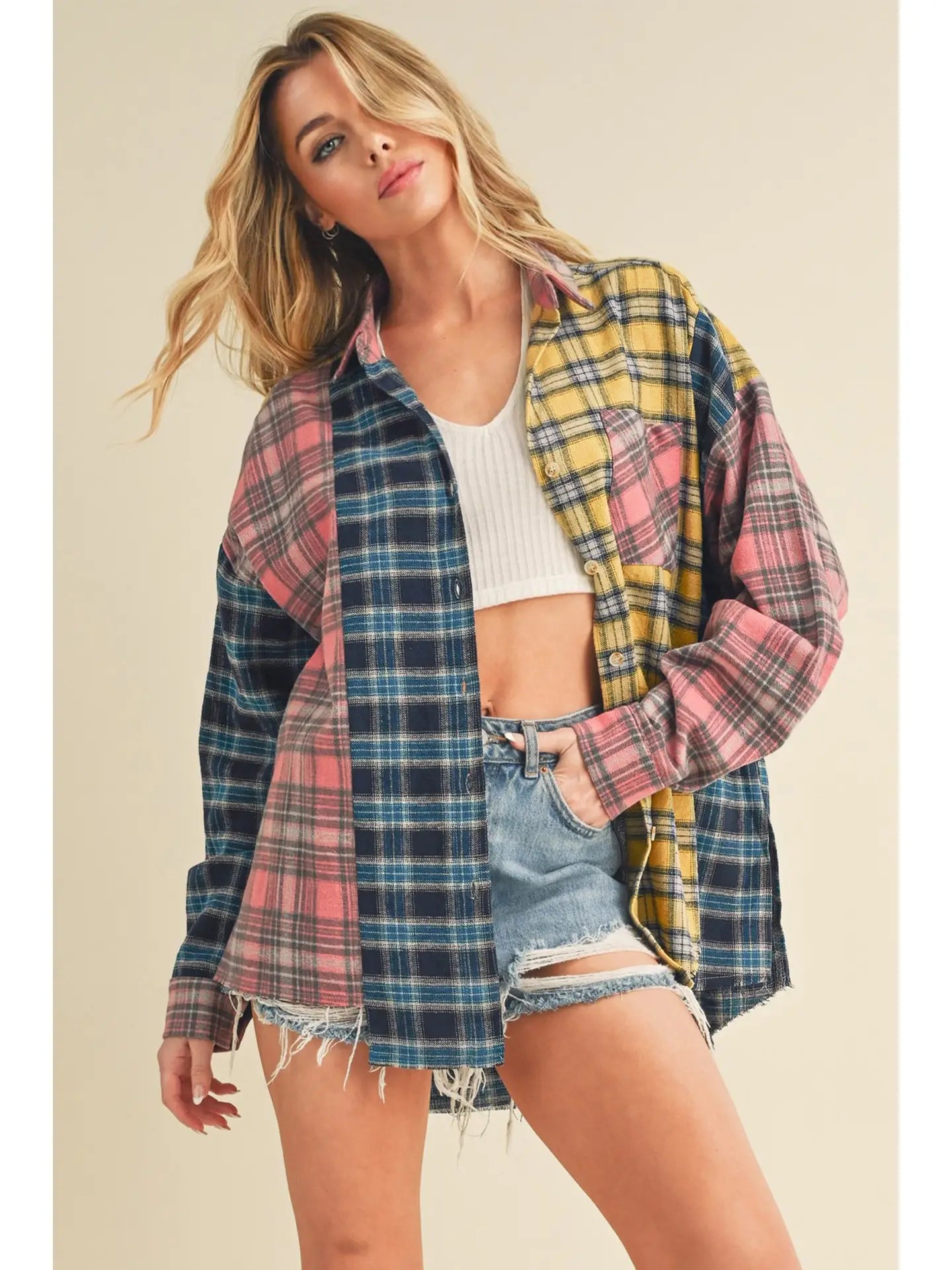 Multi Color Plaid Flannel Shirt