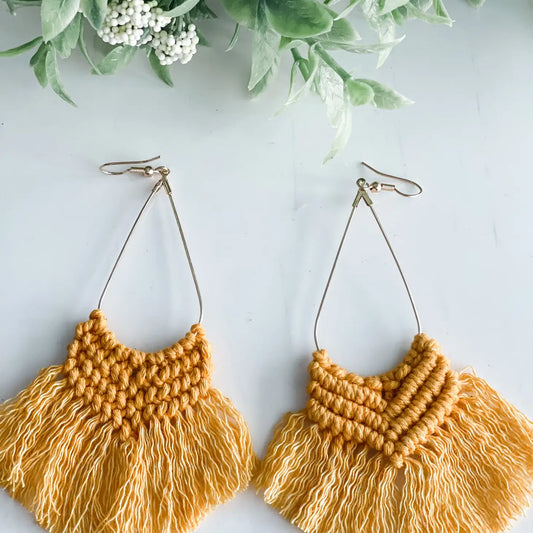 Boho Macrame Earrings "Mustard"