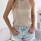 Sleeveless Open Knit Halter Neck Top