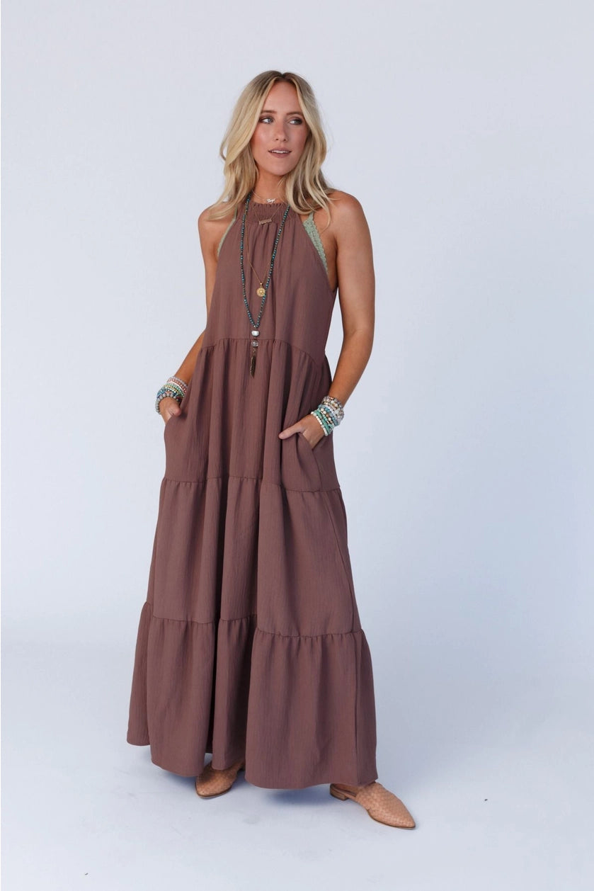 Waffle Tiered Maxi Dress