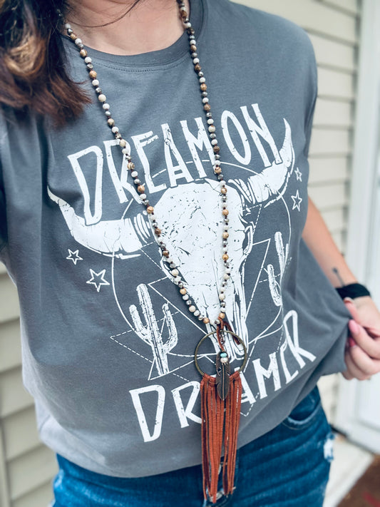 Dream On Dreamer Graphic Tshirt - Yellow