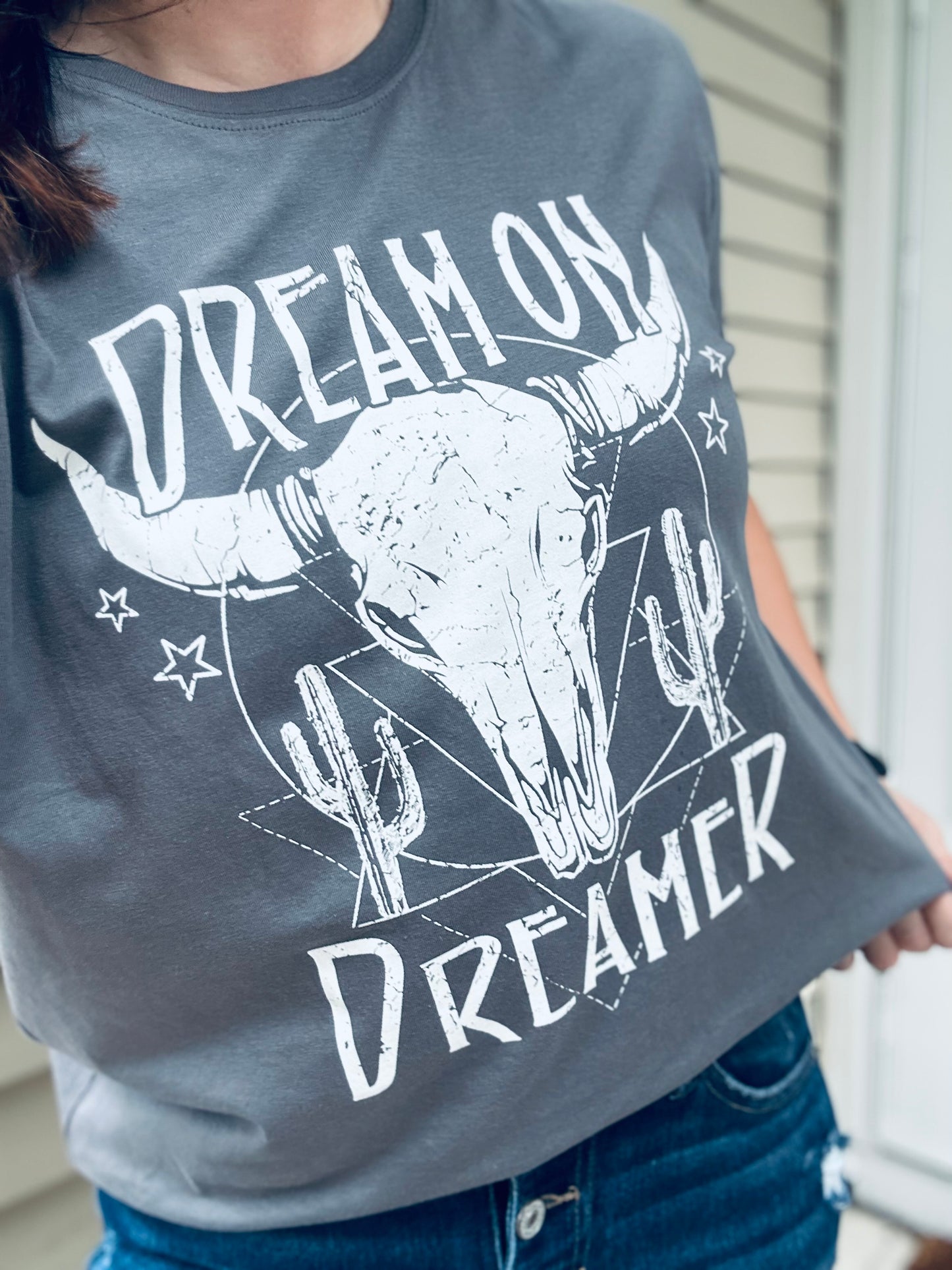 Dream On Dreamer Graphic Tshirt - Yellow