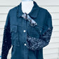 Black Sequin Denim Jacket