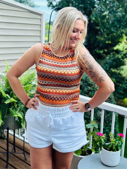 Geometric Stripe Sleeveless Top