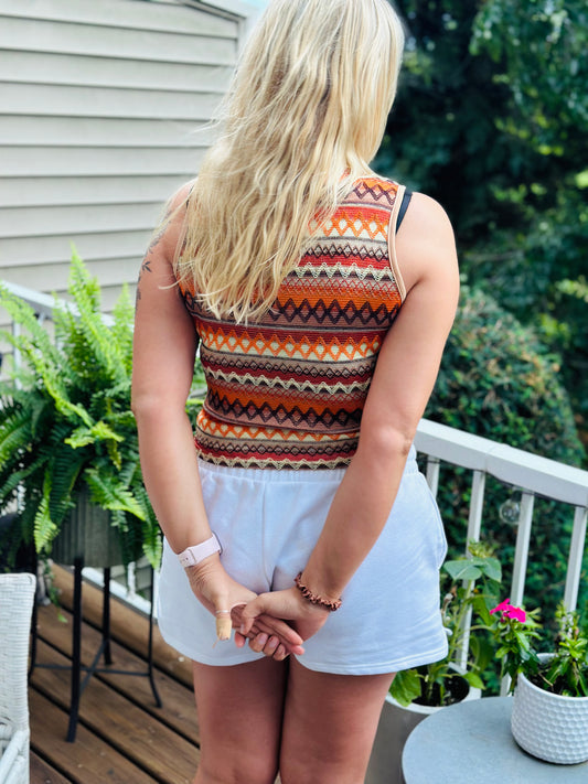 Geometric Stripe Sleeveless Top