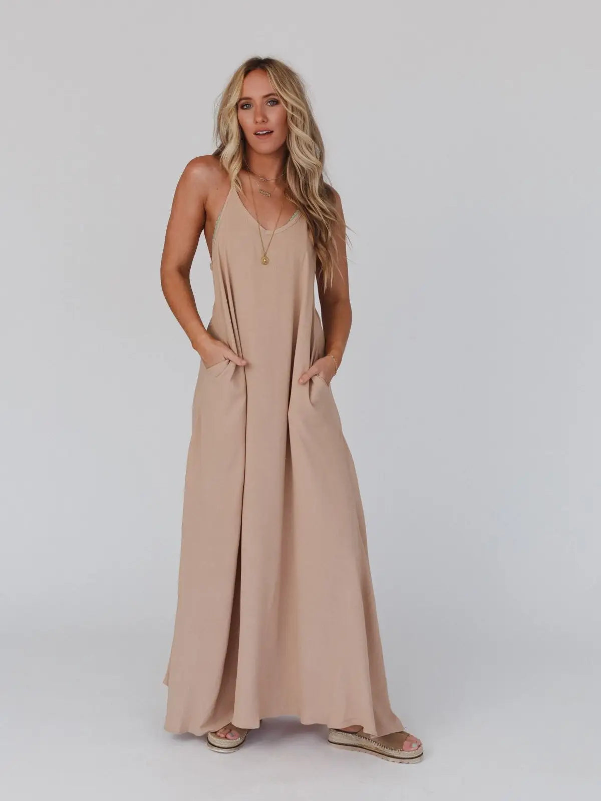 Oasis Pocket Maxi Dress - Spring Khaki