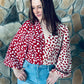 Red Color Block Balloon Sleeve Bodysuit