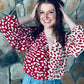 Red Color Block Balloon Sleeve Bodysuit