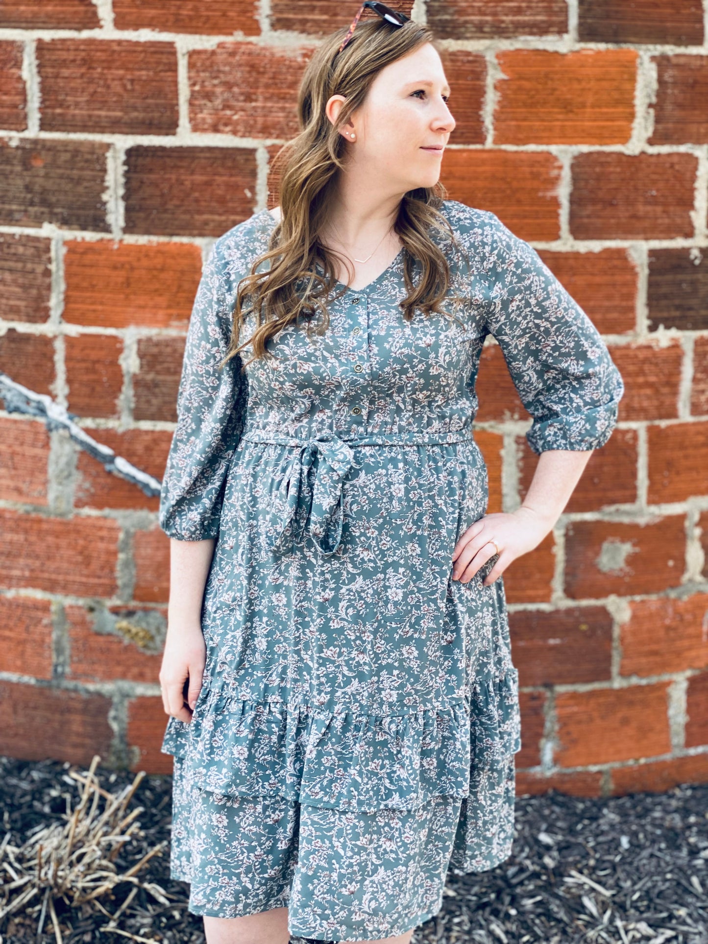 Floral Print Olive Dress