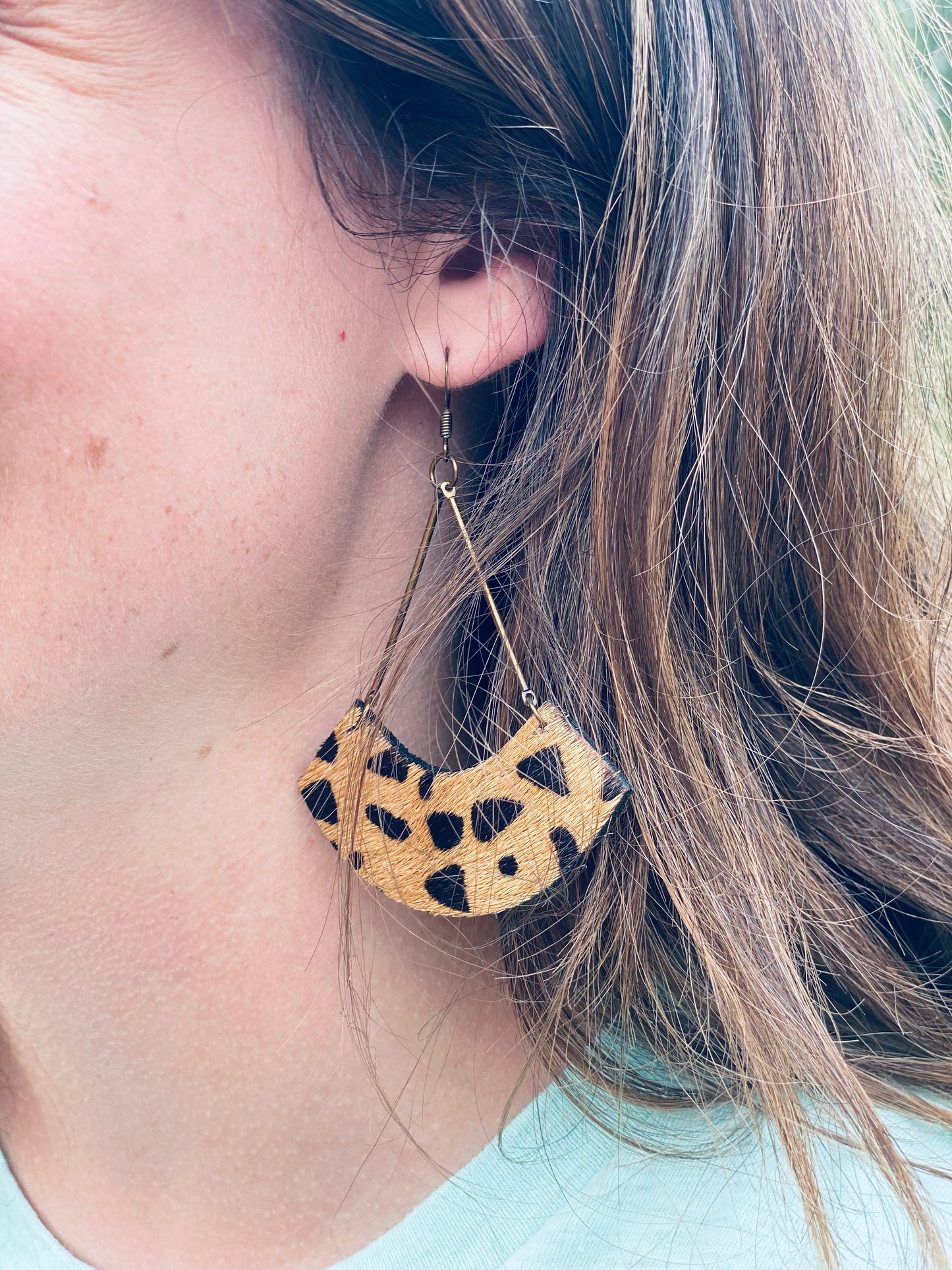 Animal Print Triangle Earrings