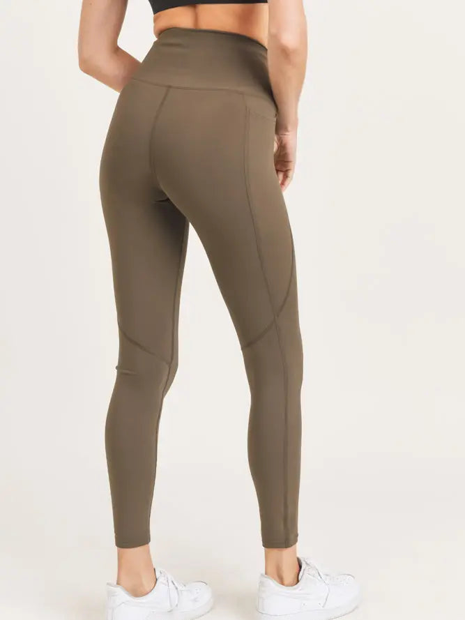 Olive Green Leggings - Red